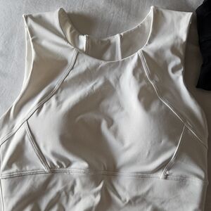 Women's White and Black Sleeveless Top